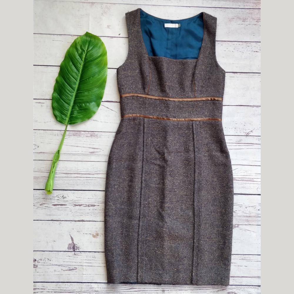BADGLEY MISCHKA Brown Tweed Sleeveless Dress, 10 - Picture 2 of 7
